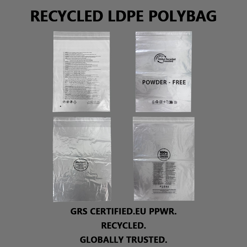 맞춤형 재활용 LDPE Polybag GRS 인증 포장 백